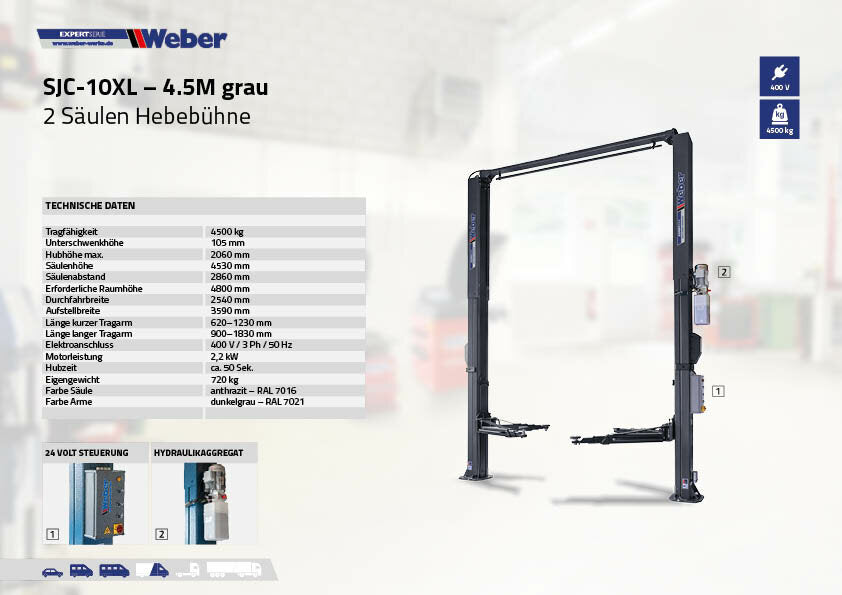Two Post Lift Weber Expert Series SJC-10XL - 4.5M