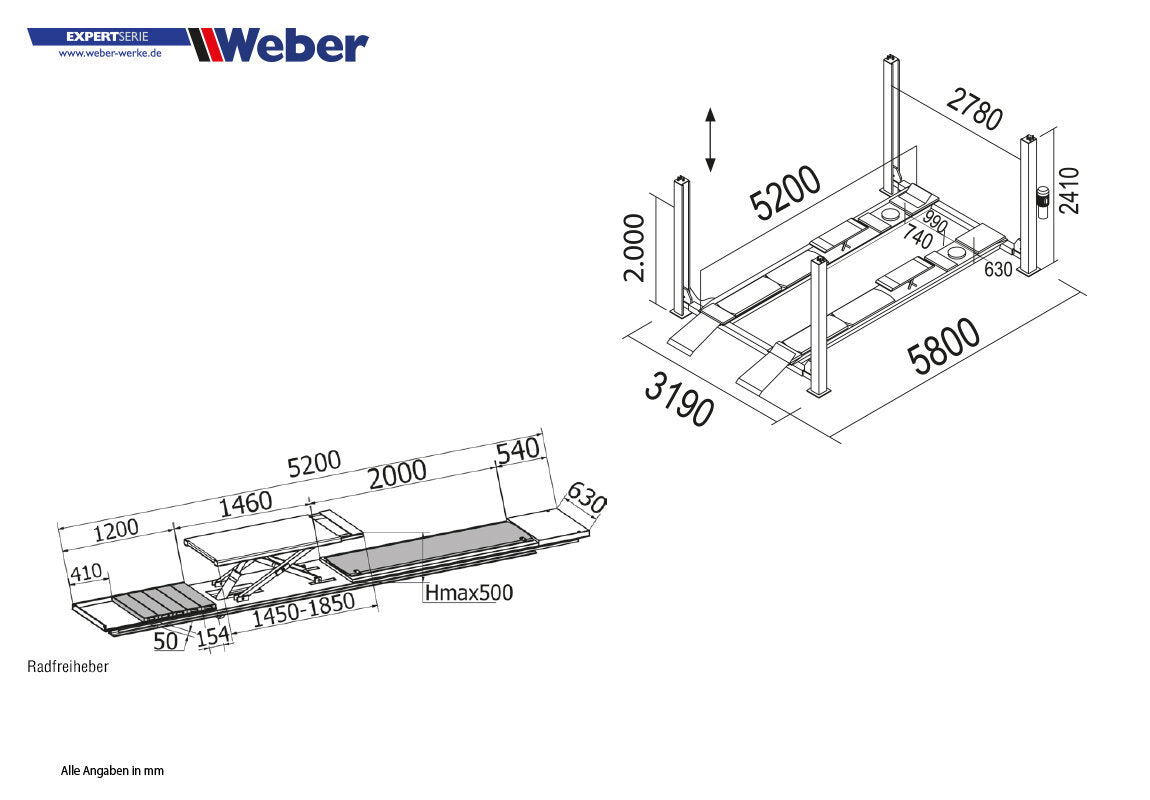 Four Post Lift Weber Expert Series C-455H