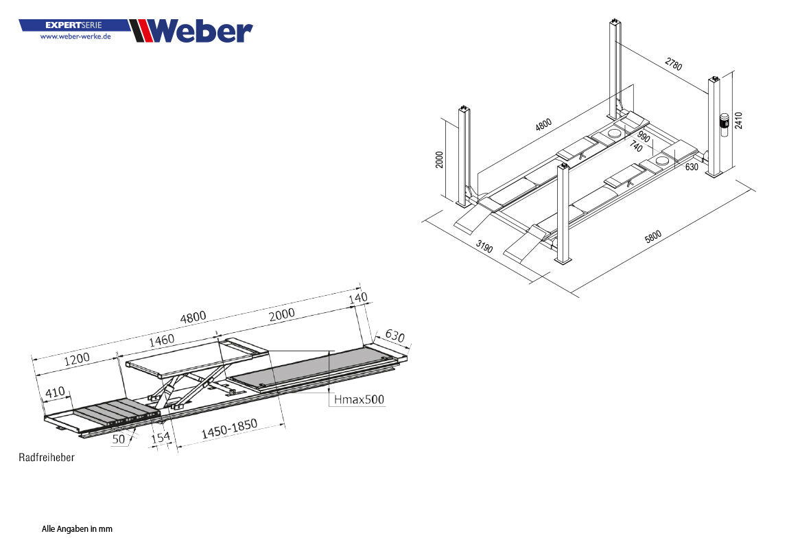 Four Post Lift Weber Expert Series C-445H
