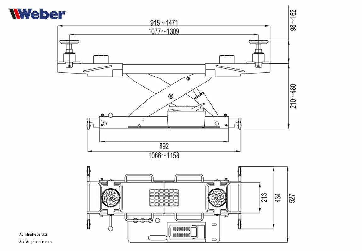 Axle-free jack 3.2 for Four Post Lifts