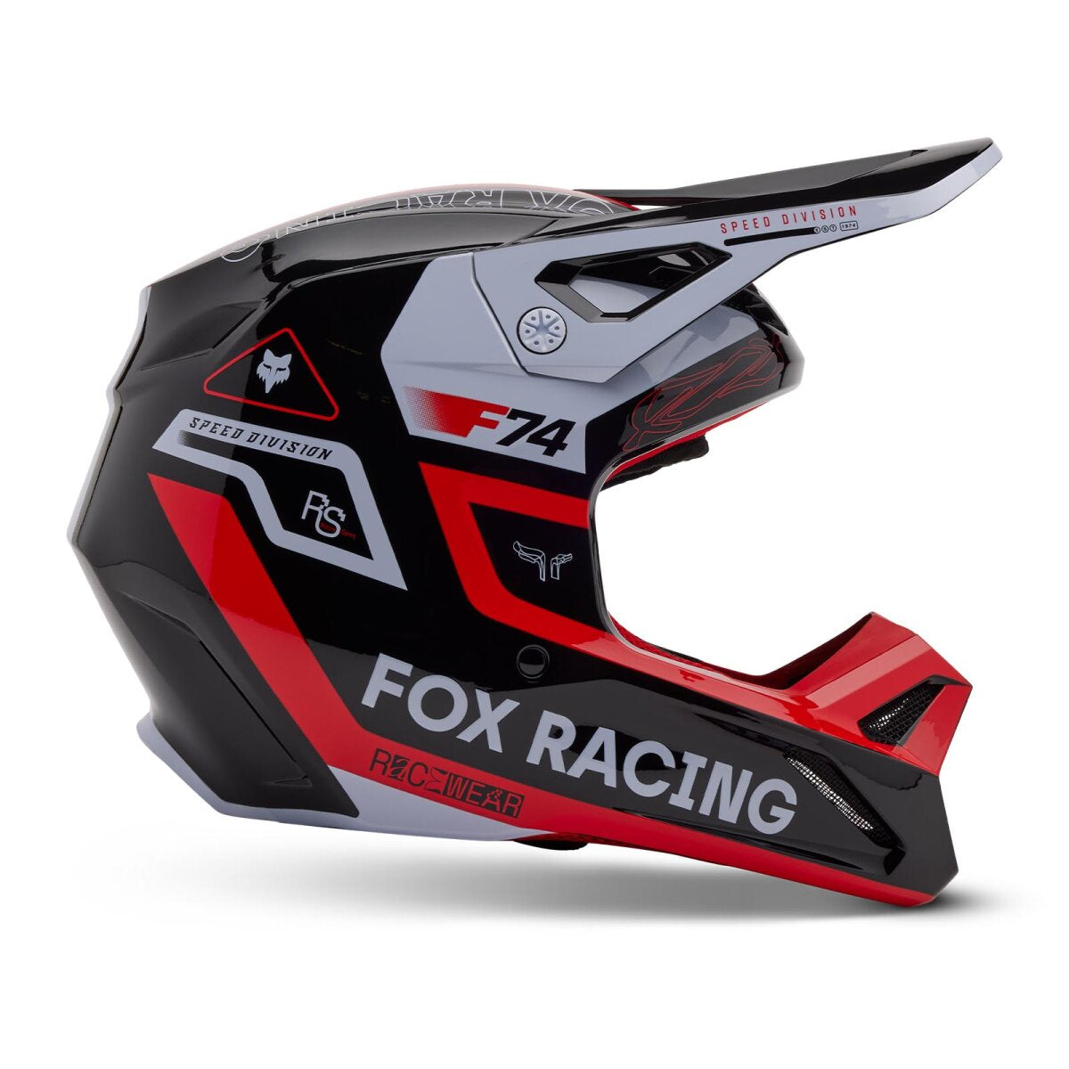 FOX V1 Race Spec hjelm til teenagere sort/rød
