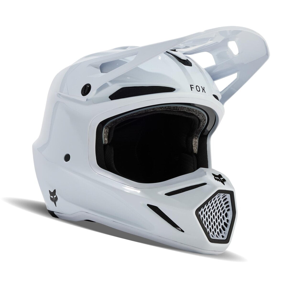 FOX V3 RS Solid Carbon hjelm hvid
