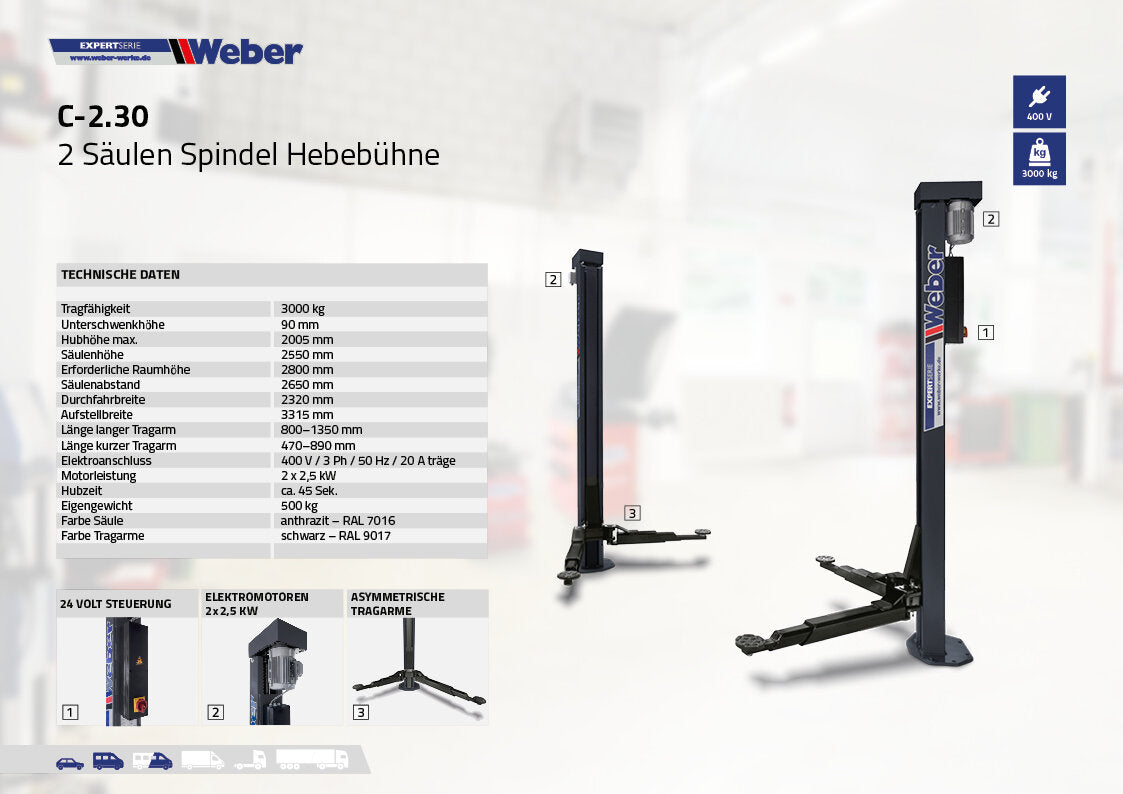 Two Post Lift  "Spider" Weber Expert Series C-2.30