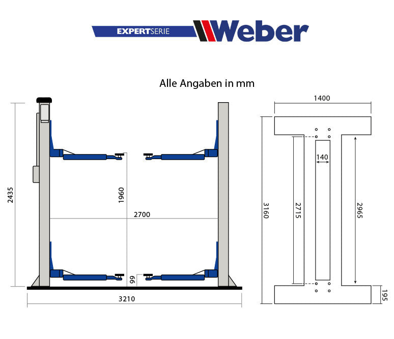 Two Post Lift "Spider" Weber Expert Series C-2.32A