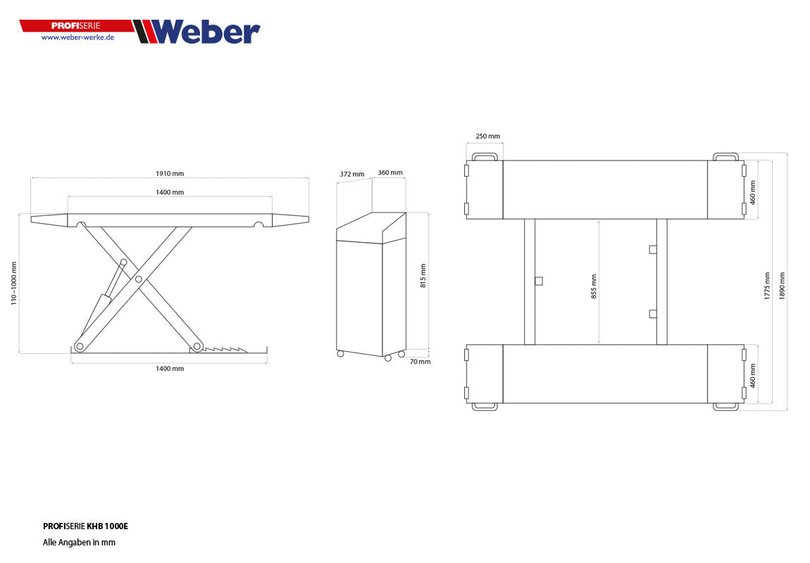 Weber Scissor Lift KHB-1000 Profi Series – Complete Package incl. Oil