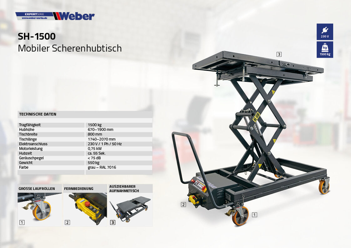 Mobil sakseløftebord Weber Expert Aeries SH-1500