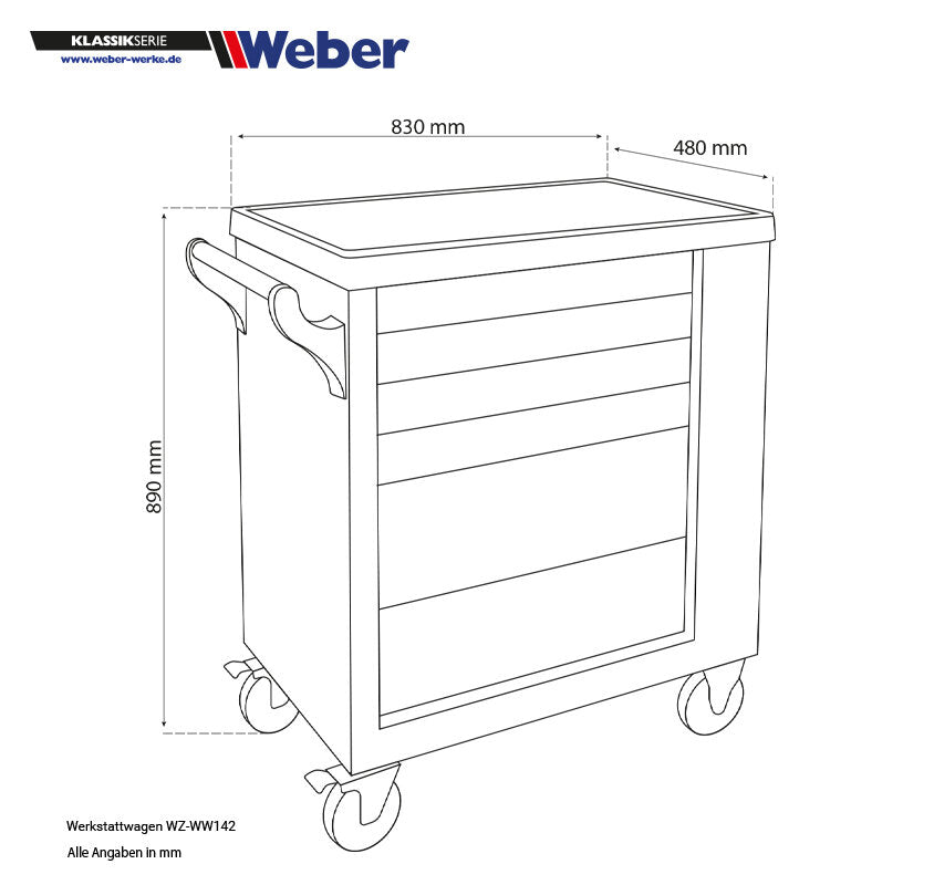 Weber Workshop Trolley 154 pcs - Compact Mobile Tool Set
