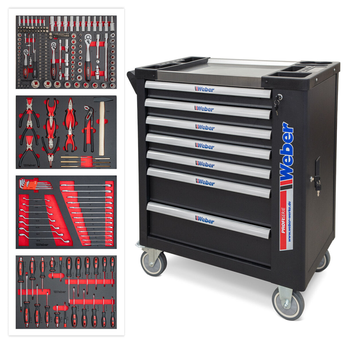 Weber Workshop Trolley 230 pcs - Mobile Tool Cabinet Complete Set