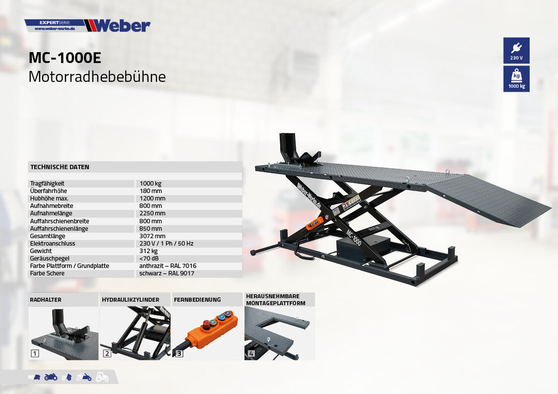 Weber Expert Series Motorcycle Lift - MC-1000E
