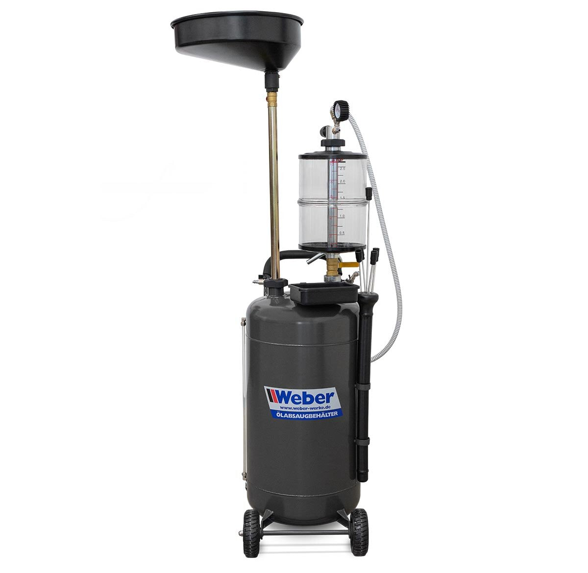 Oil Collection Container with suction function and glass measuring container 85 l