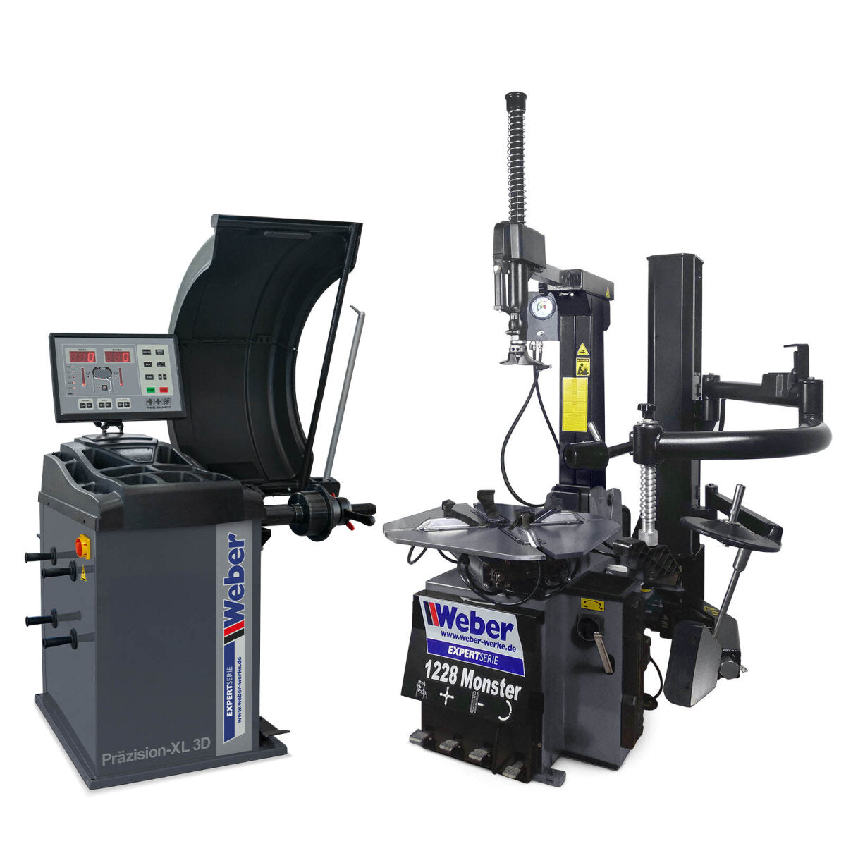 Car Tire Changer Weber 1228 Monster and Wheel Balancer Weber Precision-XL 3D