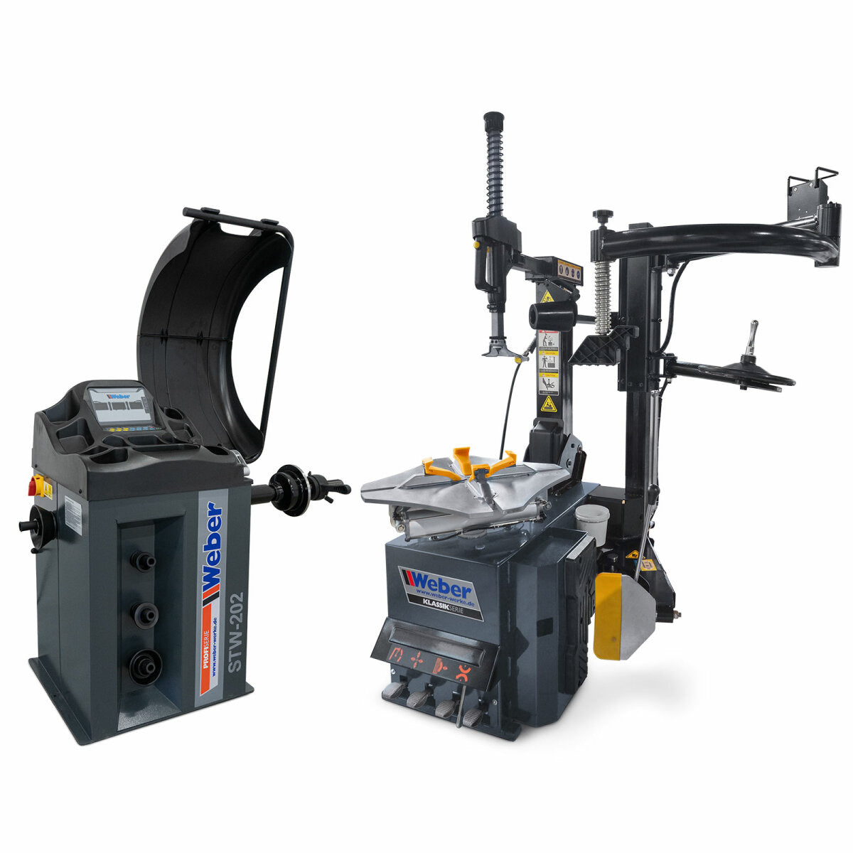 Weber Tire Machine H-1024 + Wheel Balancer STW-202 - Complete Package incl. Assist Arm