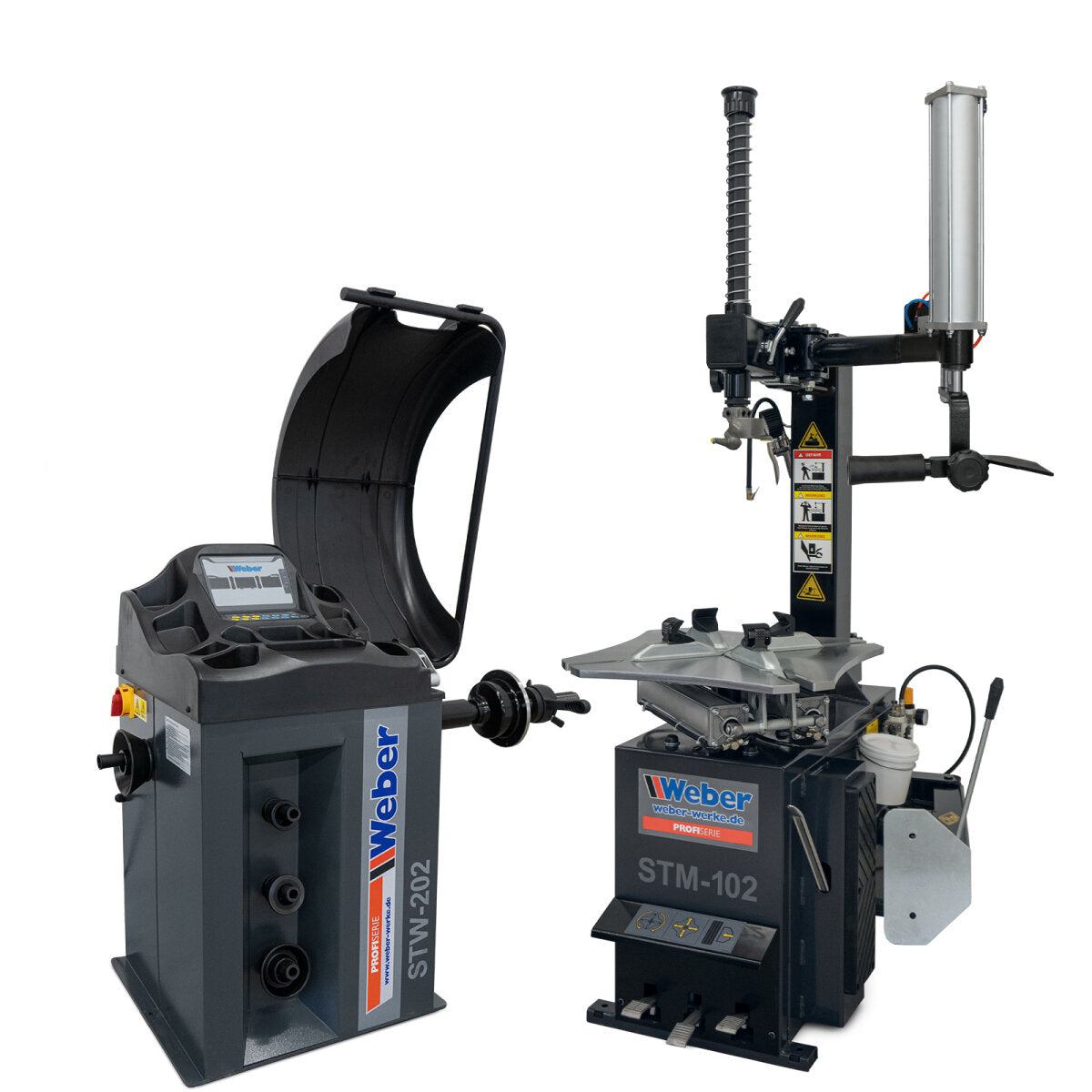 Car Tire Changer Weber STM-102 and Wheel Balancer Weber STW-202 including right-hand mounting arm