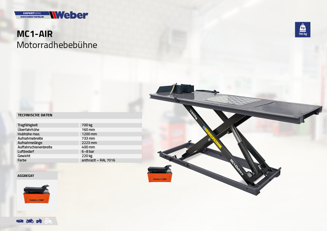 Weber Expert Series Motorcycle Lift - MC1 Air