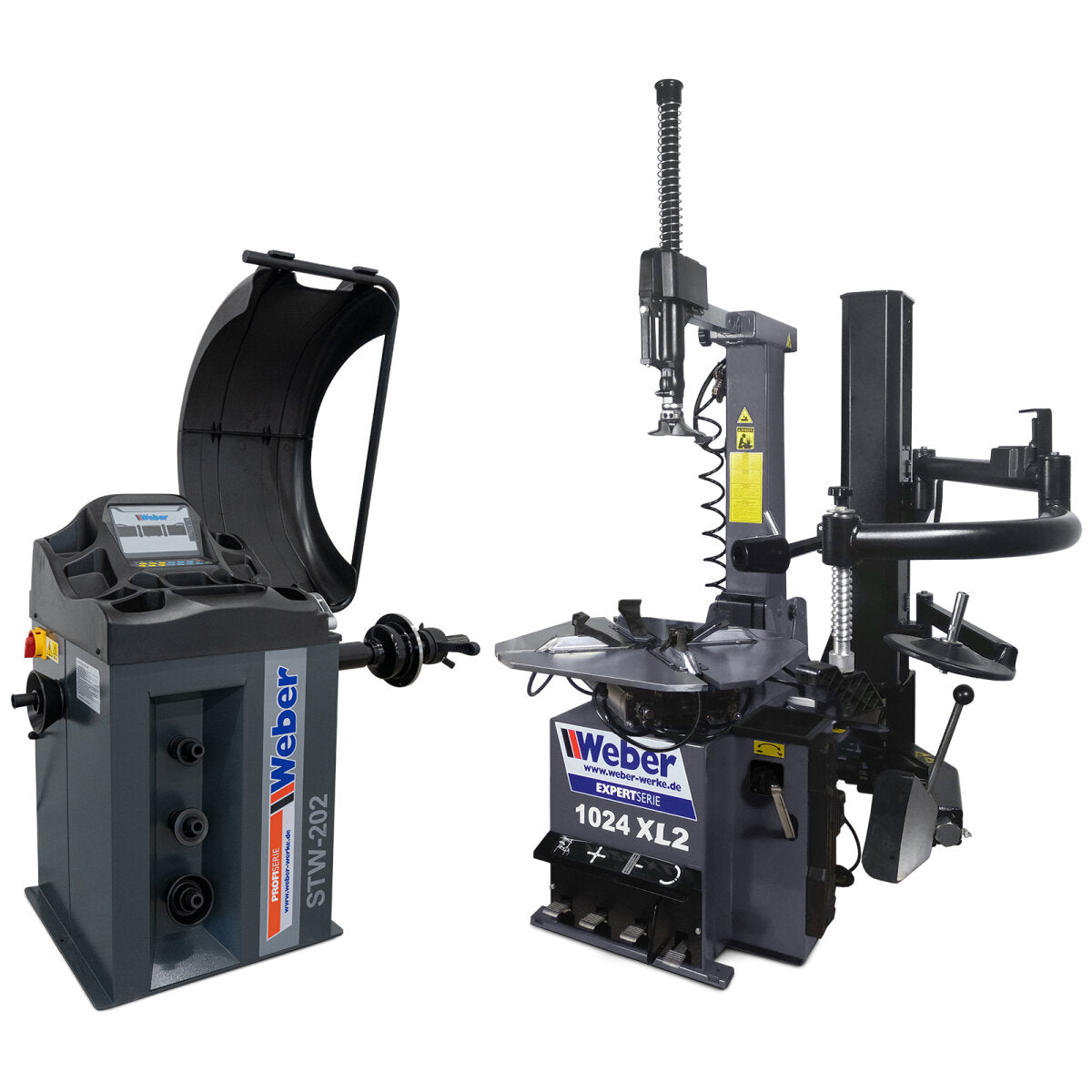 Car Tire Changer Weber 1024-XL-2HP and Wheel Balancer Weber STW-202 incl. mounting arm right