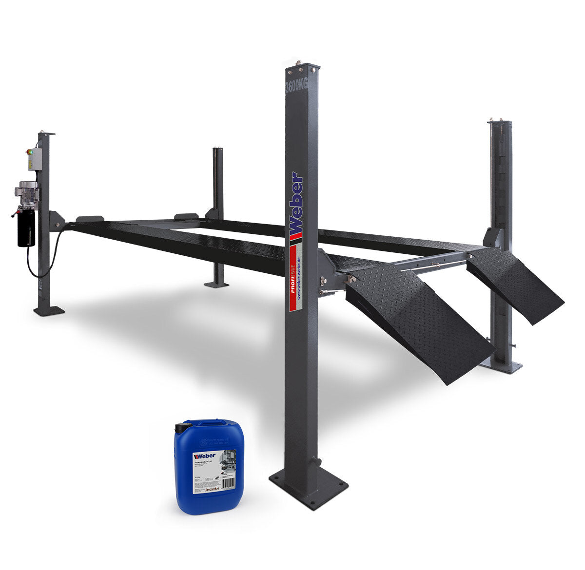 Weber 4-Post Parking Lift 3600 kg - Complete Package incl. Oil