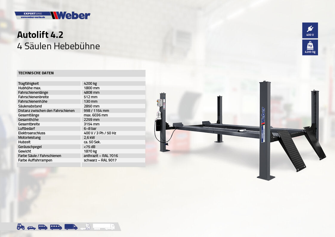 Four Post Parking Lift Weber Expert Series Car lift 4.2