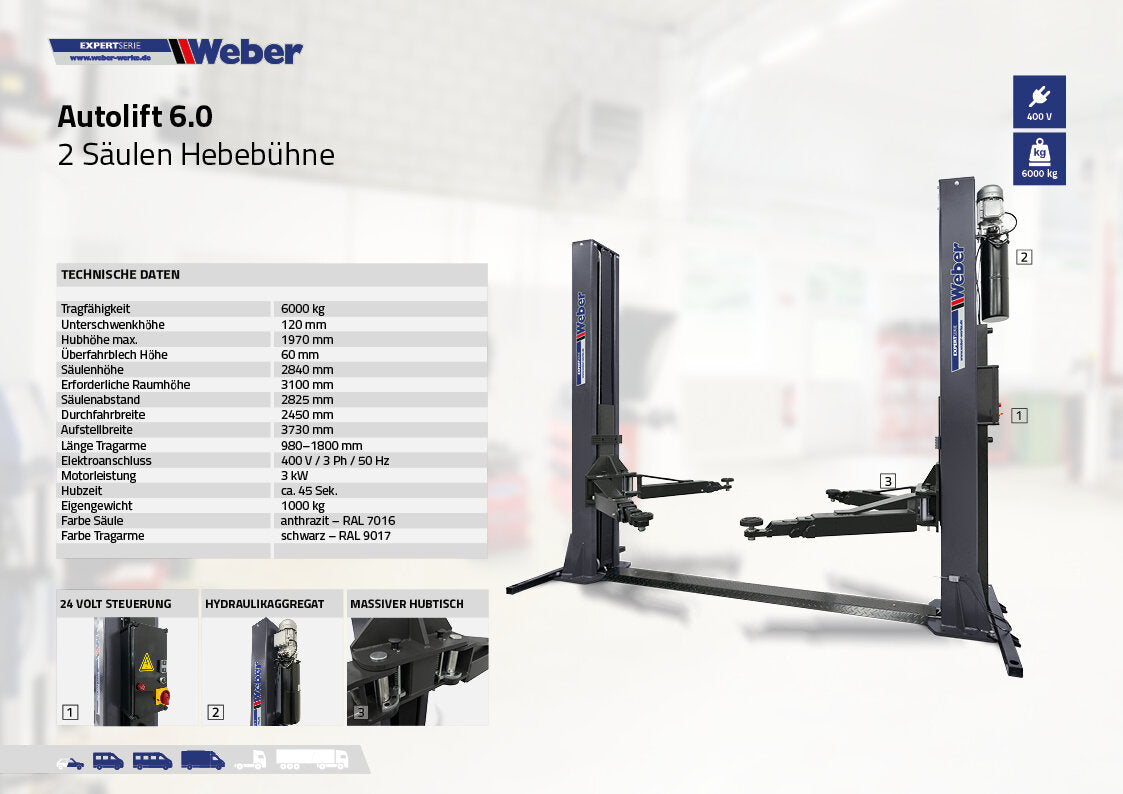 Two Post Lift Weber Expert Series 6.0