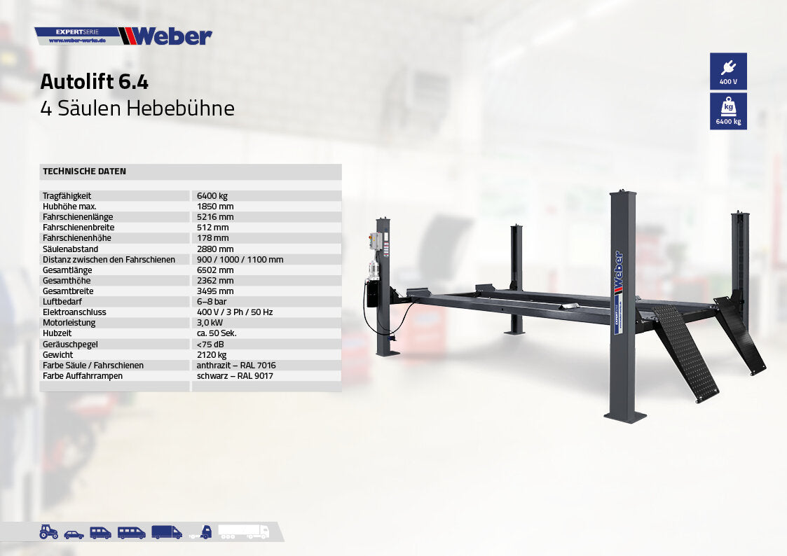 Four Post Parking Lift Weber Expert Series 6.4
