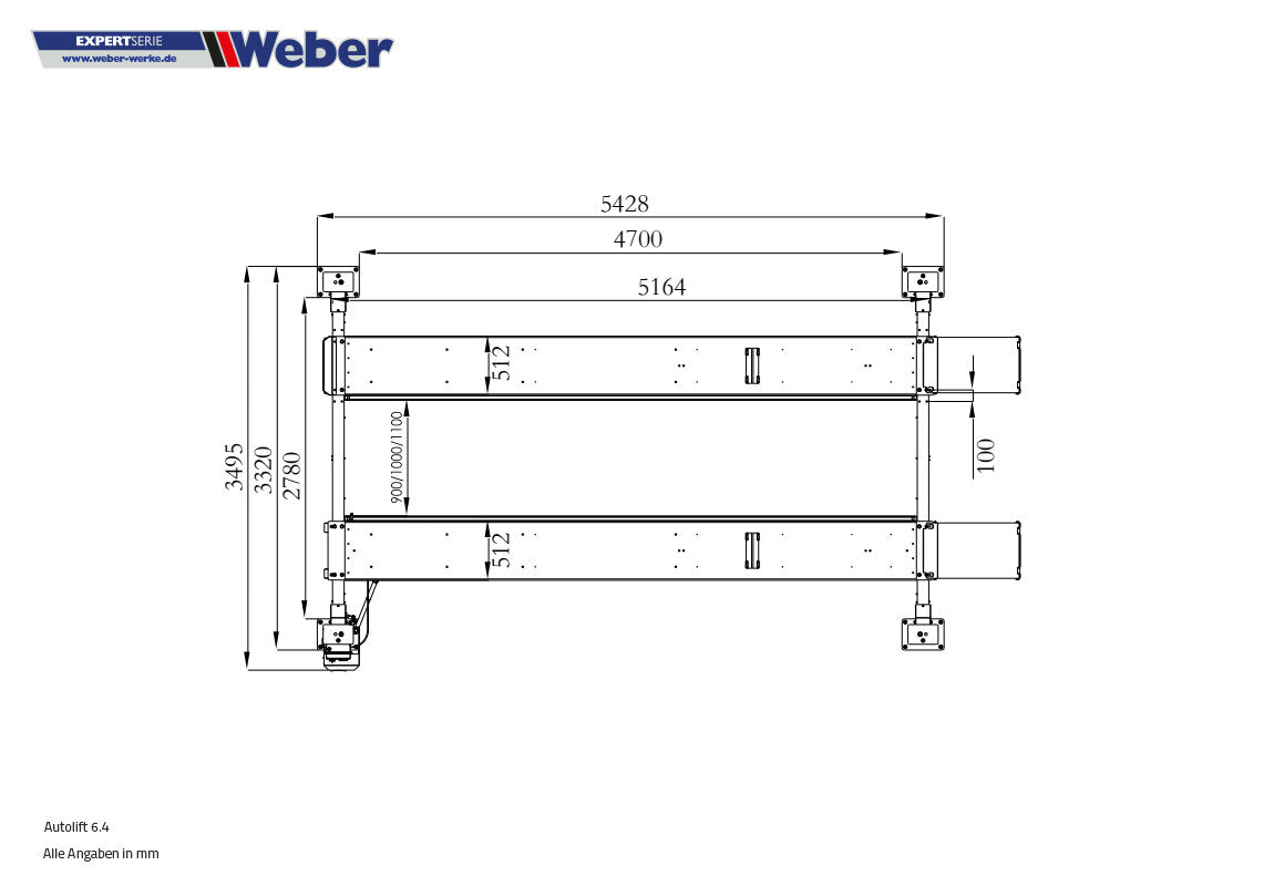 Four Post Parking Lift Weber Expert Series 6.4