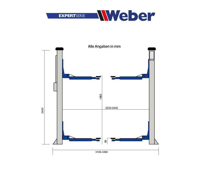 Two Post Lift "Spider" Weber Expert Series C-2.32-AS