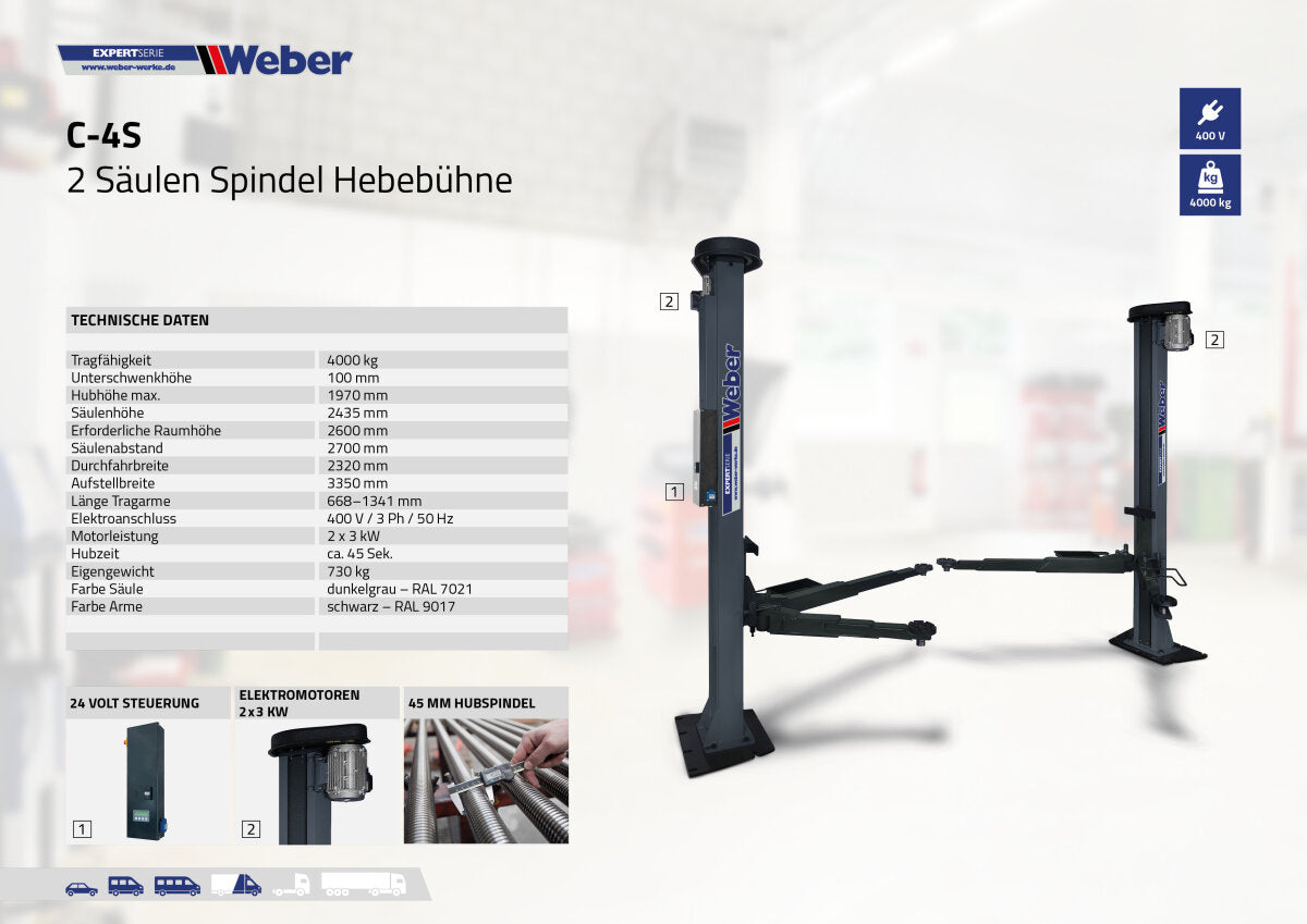 Two Post Lift "Spider" Weber Expert Series C-4S