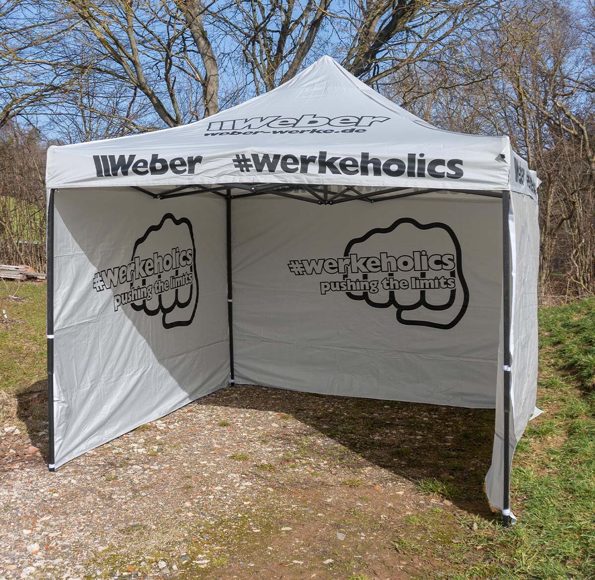Weber #Werkeholics Easy-Up telt 3 x 3 m inkl. 3 sidepaneler grå