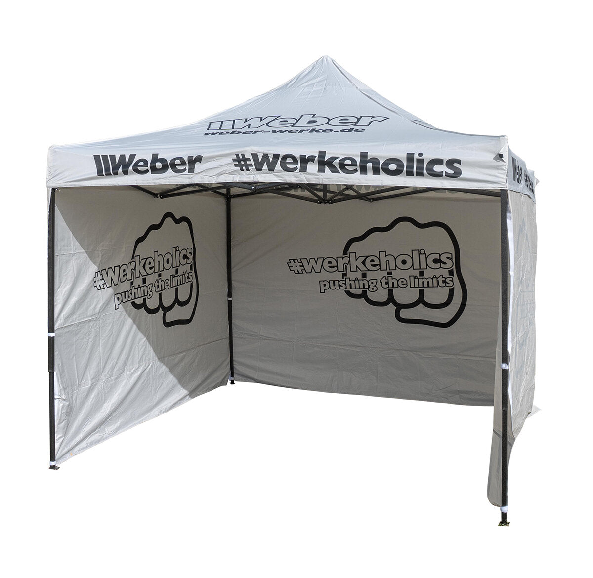 Weber #Werkeholics Easy-Up telt 3 x 3 m inkl. 3 sidepaneler grå