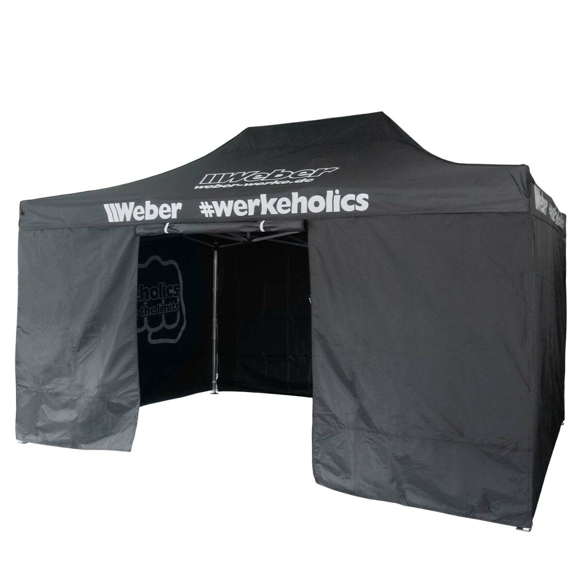 Weber #Werkeholics Easy-Up telt 3 x 4,5 m inkl. 4 sidepaneler, aluminium