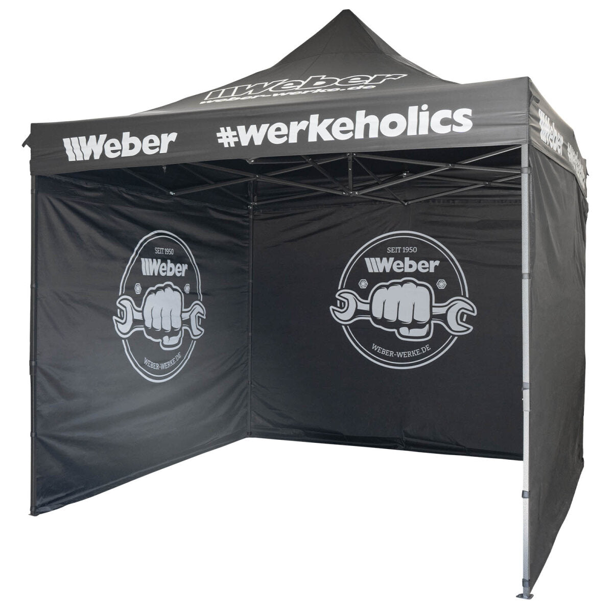 Weber #Werkeholics Easy-Up telt 3 x 3 m inkl. 3 sidepaneler sort
