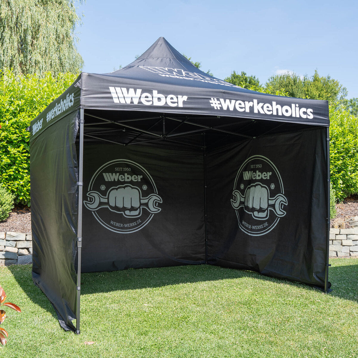 Weber #Werkeholics Easy-Up telt 3 x 3 m inkl. 3 sidepaneler sort