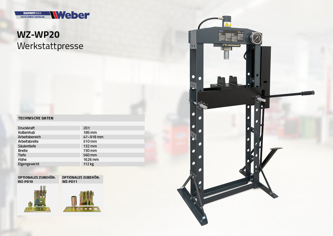 Weber Workshop Press 20 Ton - Hydraulic Press Heavy Duty