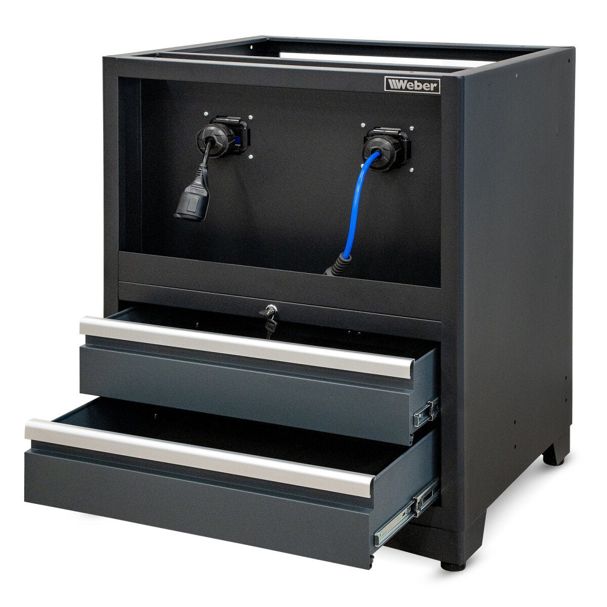 Professional Tool Cabinet series 610 with cable and compressed air hose reel and 2 drawers