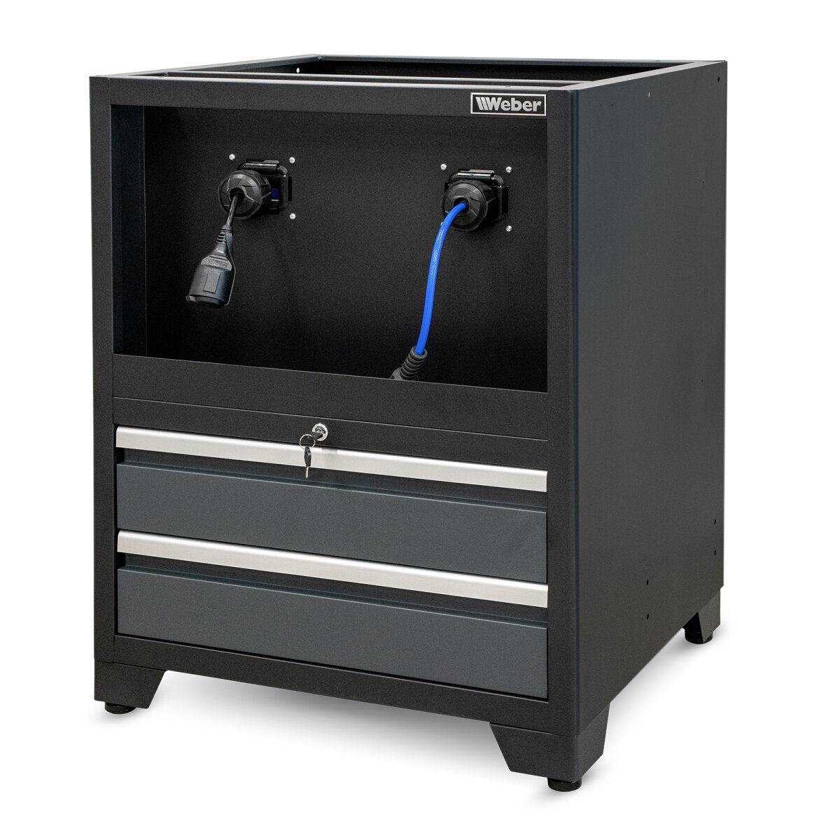 Professional Tool Cabinet series 610 with cable and compressed air hose reel and 2 drawers